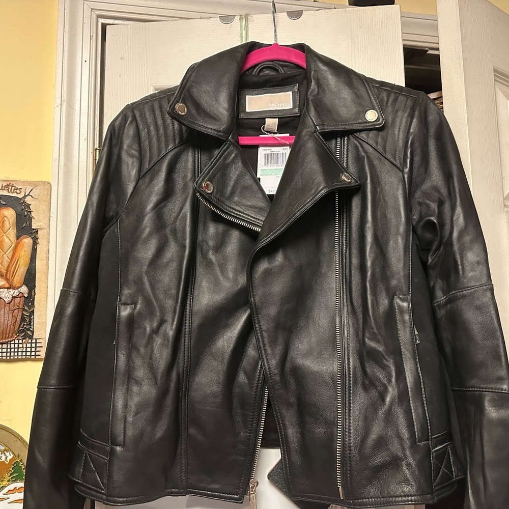 Micheal kors leather jacket with tags